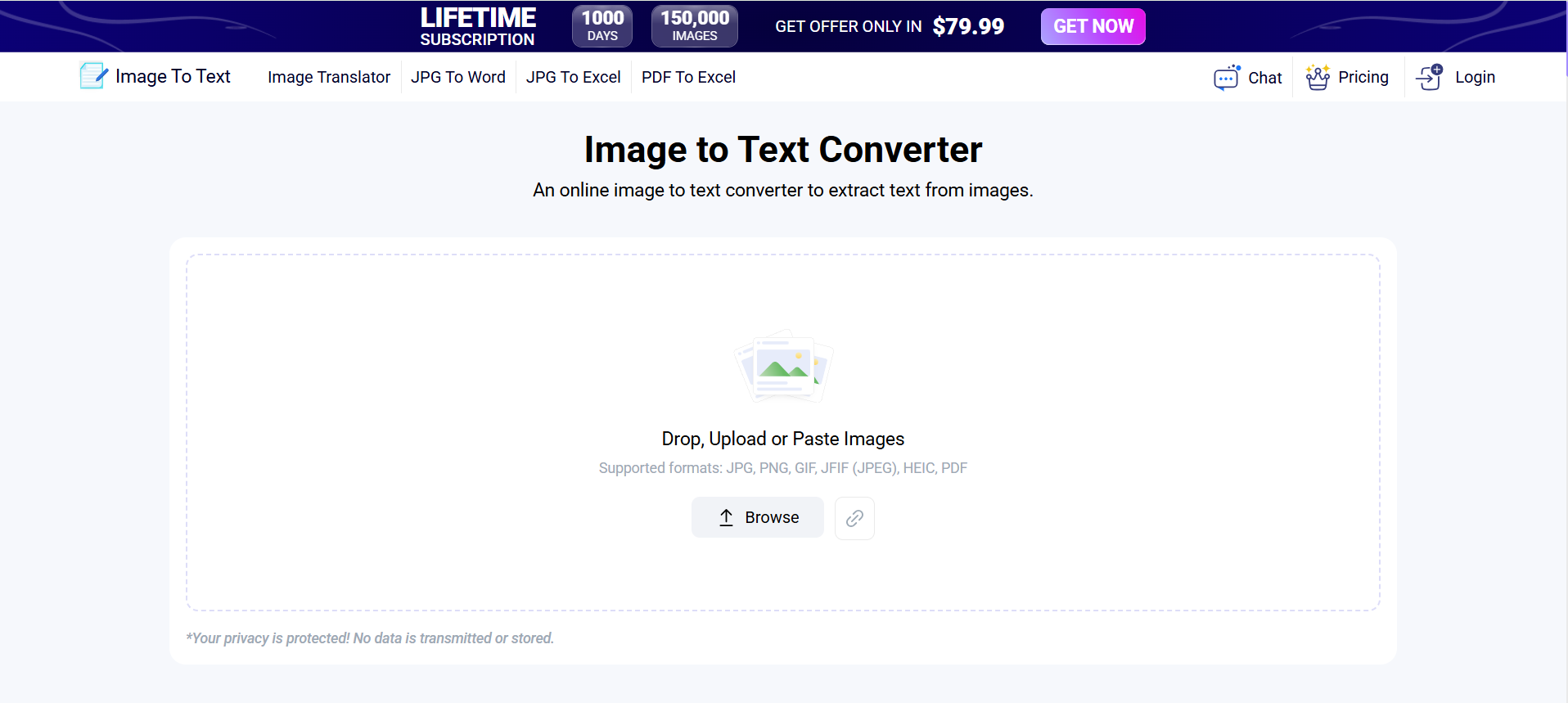 Image to text homepage